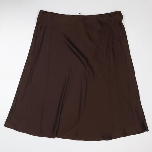 Marks and Spencer Womens Brown Polyester Swing Skirt Size 22