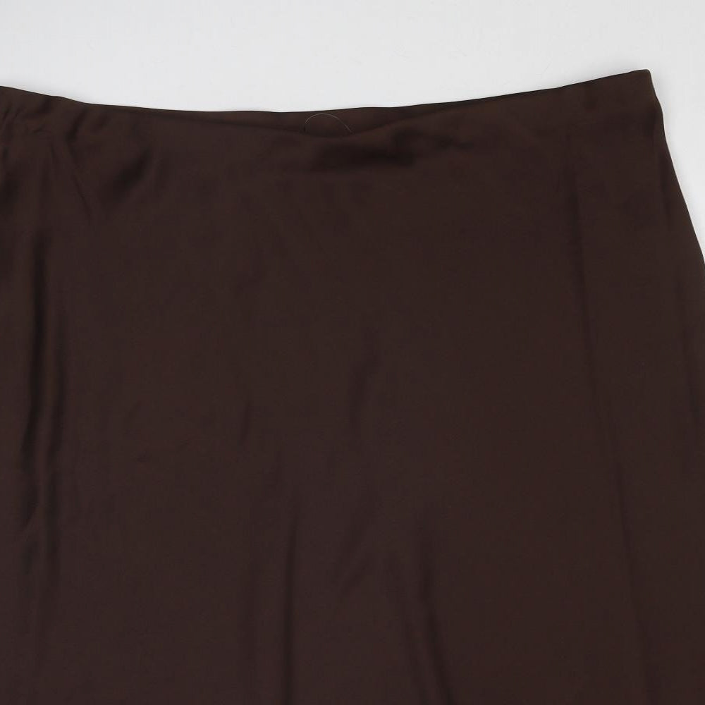 Marks and Spencer Womens Brown Polyester Swing Skirt Size 22
