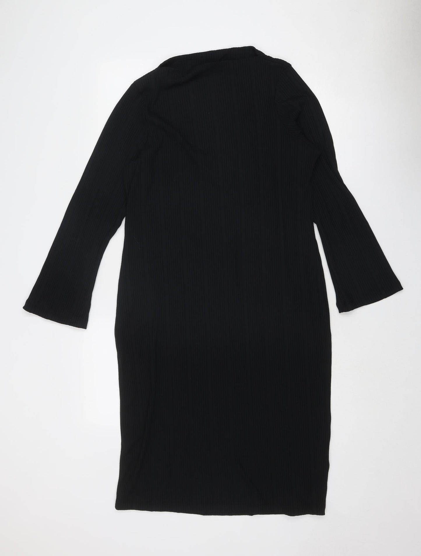 Marks and Spencer Womens Black Polyester Shift Size 16 Round Neck Pullover