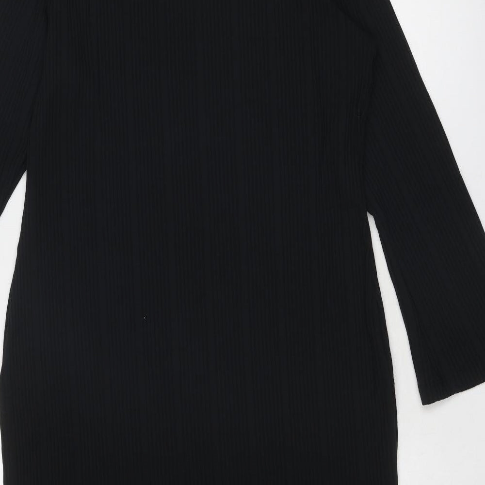 Marks and Spencer Womens Black Polyester Shift Size 16 Round Neck Pullover