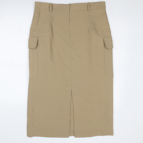Marks and Spencer Womens Beige Polyester Cargo Skirt Size 16 Zip