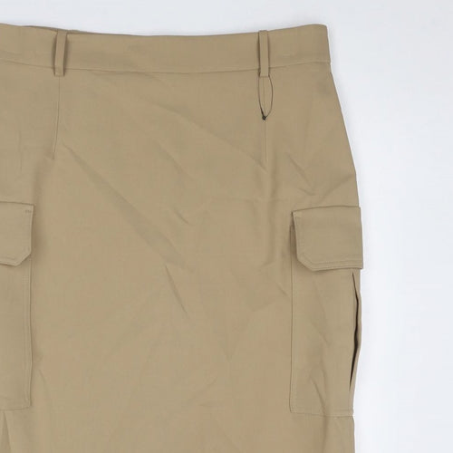 Marks and Spencer Womens Beige Polyester Cargo Skirt Size 16 Zip