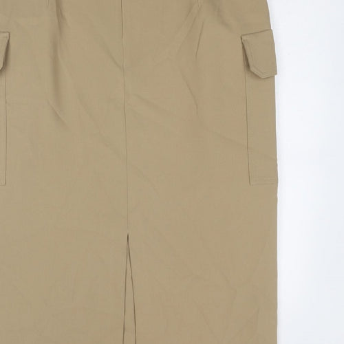 Marks and Spencer Womens Beige Polyester Cargo Skirt Size 16 Zip