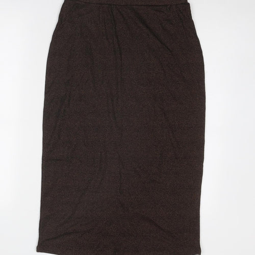 Marks and Spencer Womens Brown Cotton A-Line Skirt Size 10