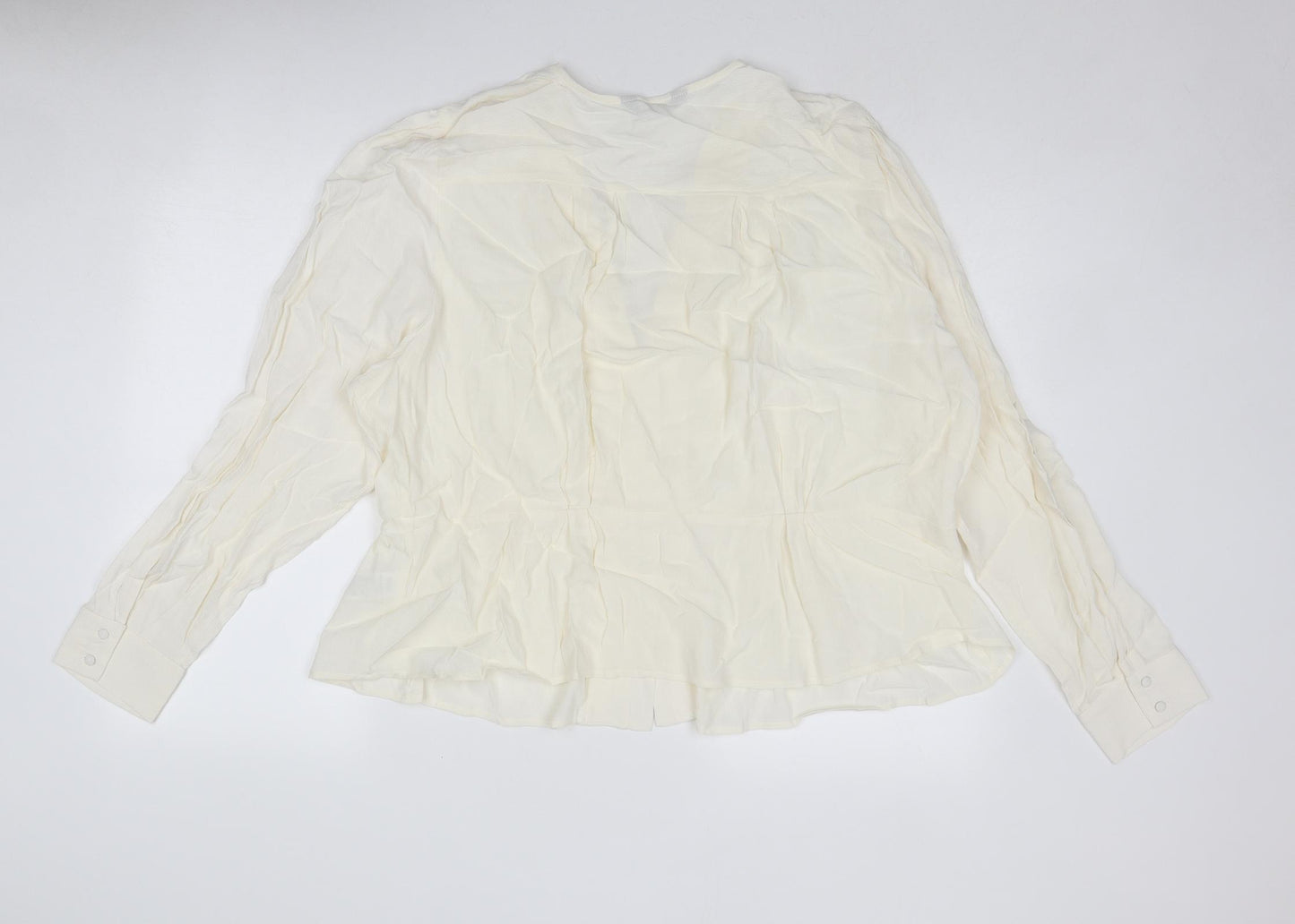 Marks and Spencer Womens Ivory Viscose Basic Button-Up Size 24 V-Neck