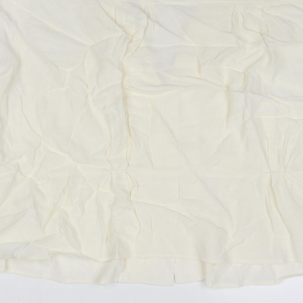 Marks and Spencer Womens Ivory Viscose Basic Button-Up Size 24 V-Neck