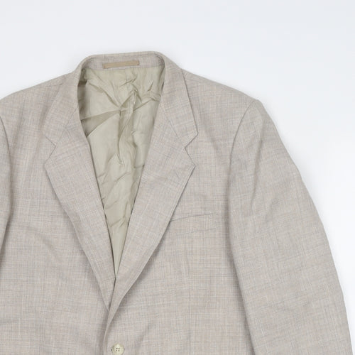 St Michael Mens Beige Polyester Jacket Suit Jacket Size 42 Regular