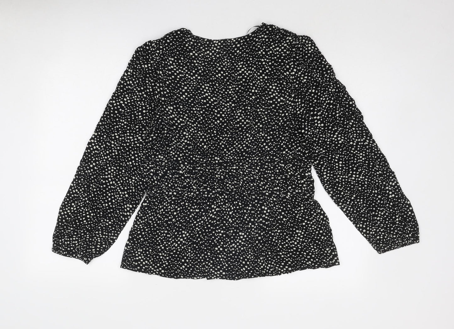 Per Una Womens Black Geometric Viscose Basic Blouse Size 12 V-Neck