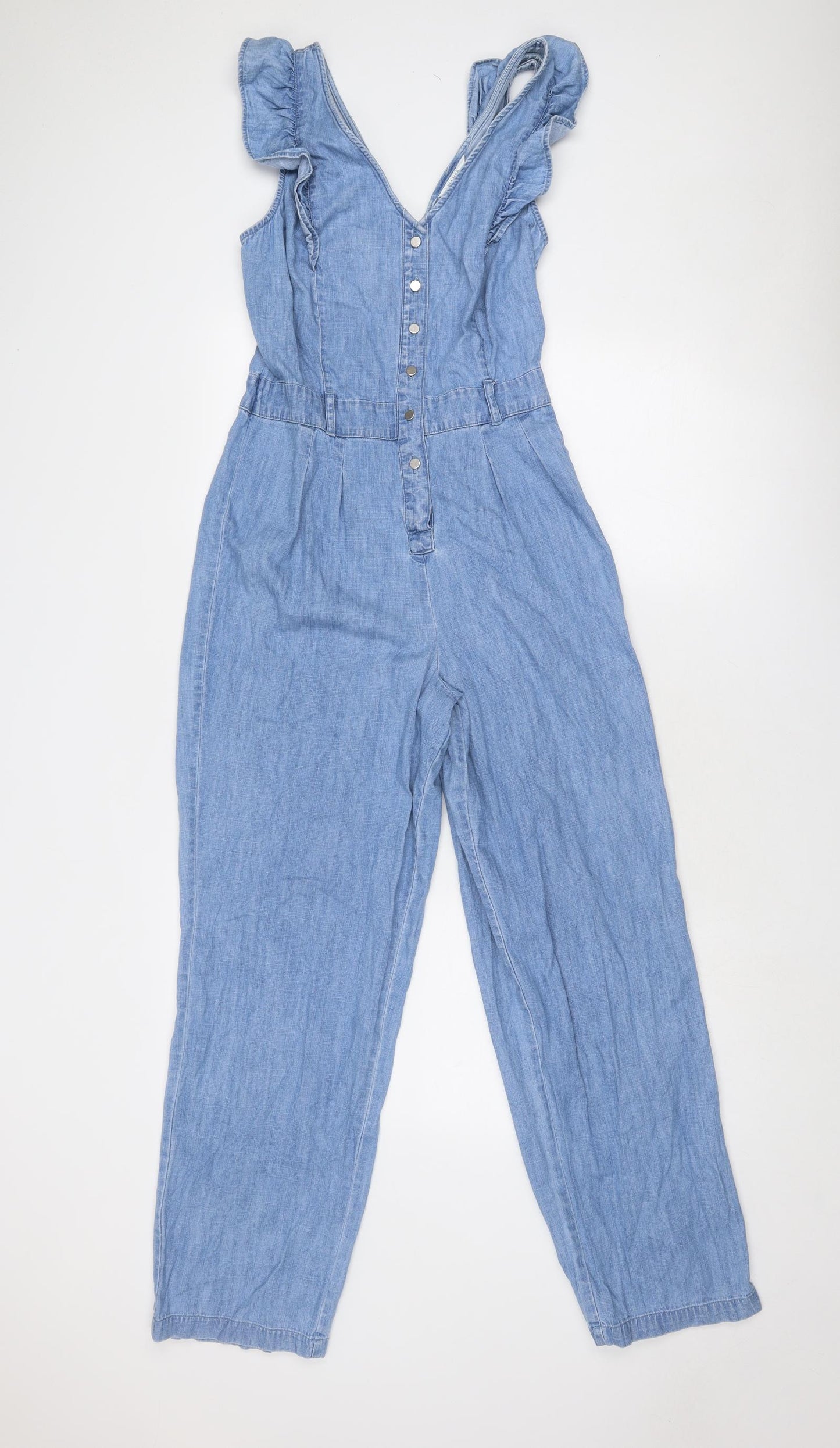 Falmer Heritage Womens Blue Cotton Jumpsuit One-Piece Size 10 Button