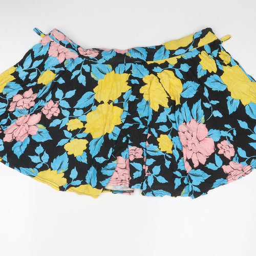 Boohoo Womens Multicoloured Floral Viscose Skater Skirt Size 24