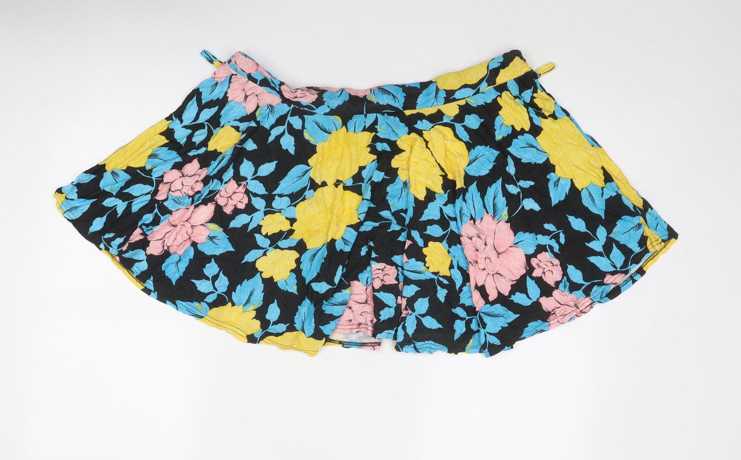 Boohoo Womens Multicoloured Floral Viscose Skater Skirt Size 24