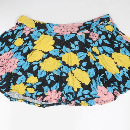 Boohoo Womens Multicoloured Floral Viscose Skater Skirt Size 24