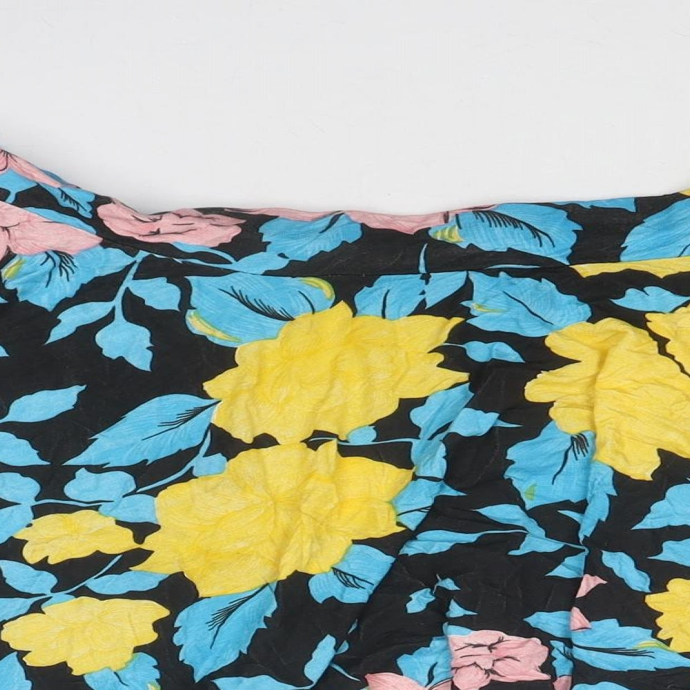 Boohoo Womens Multicoloured Floral Viscose Skater Skirt Size 24