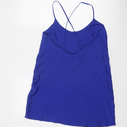Marks and Spencer Womens Blue Polyester Slip Dress Size 10 Round Neck Pullover