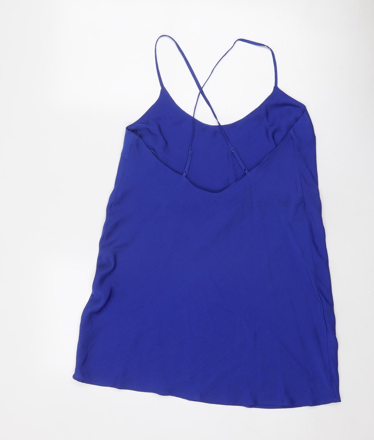Marks and Spencer Womens Blue Polyester Slip Dress Size 10 Round Neck Pullover