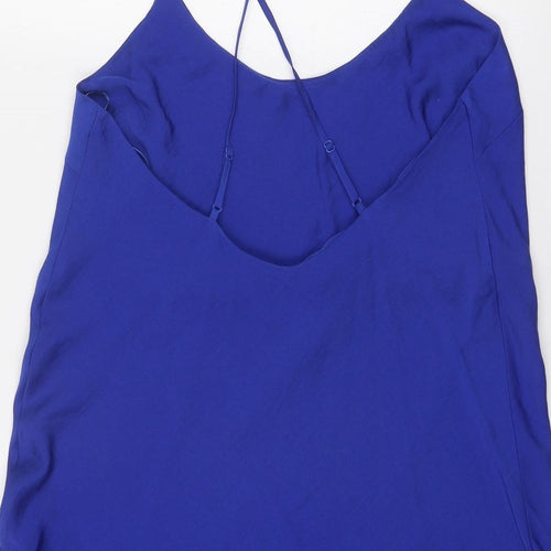Marks and Spencer Womens Blue Polyester Slip Dress Size 10 Round Neck Pullover
