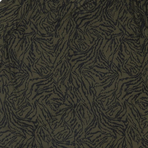 Marks and Spencer Womens Green Animal Print Polyester Basic Blouse Size 12 V-Neck