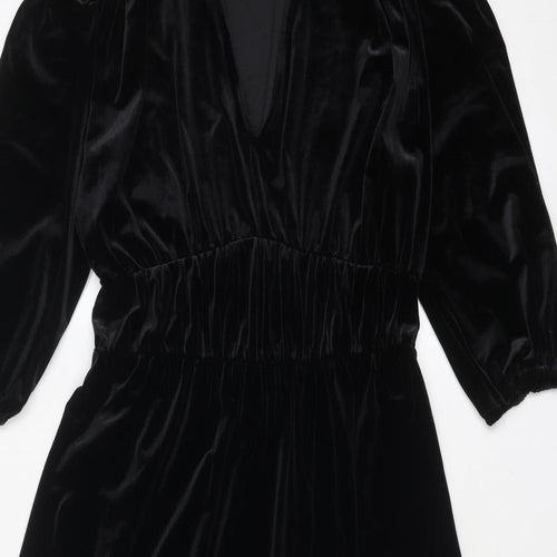 Marks and Spencer Womens Black Polyester Trapeze & Swing Size 8 V-Neck Pullover