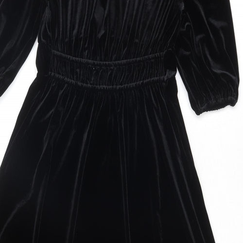 Marks and Spencer Womens Black Polyester Trapeze & Swing Size 8 V-Neck Pullover