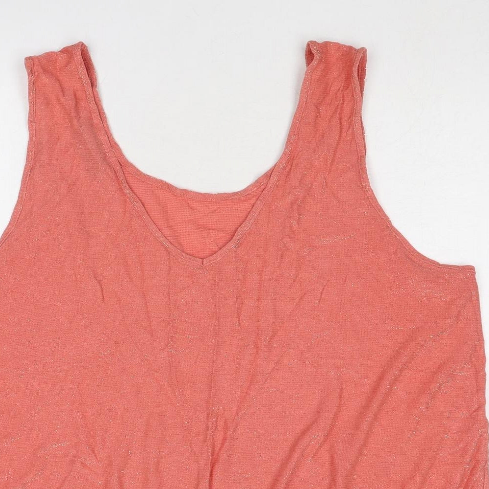 NEXT Womens Red Viscose Basic Tank Size 22 V-Neck