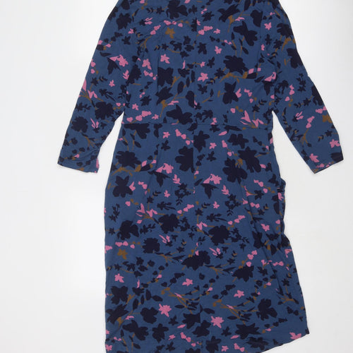White Stuff Womens Blue Geometric Viscose A-Line Size 12 Round Neck Pullover