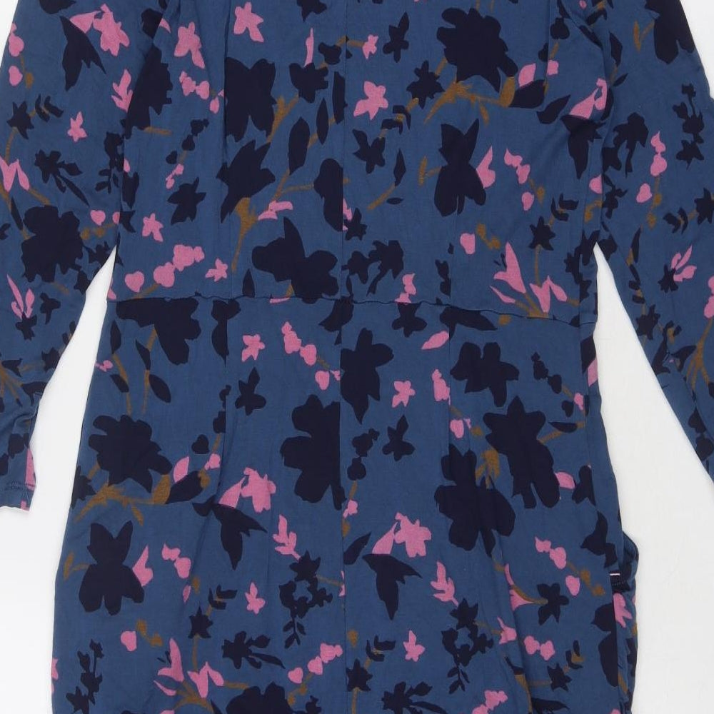 White Stuff Womens Blue Geometric Viscose A-Line Size 12 Round Neck Pullover