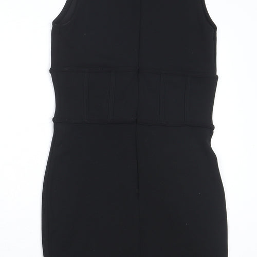 River Island Womens Black Polyester Shift Size 6 Round Neck Zip