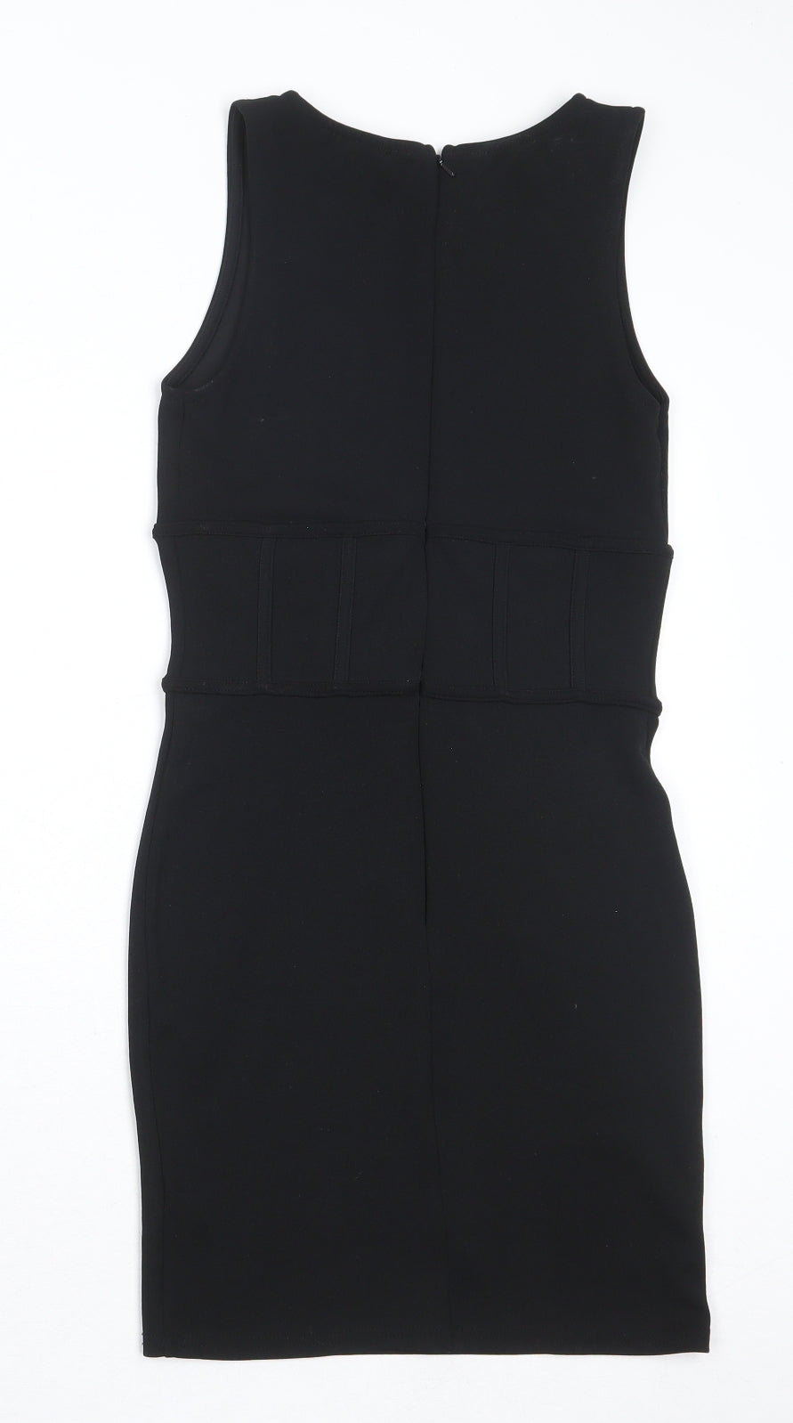 River Island Womens Black Polyester Shift Size 6 Round Neck Zip