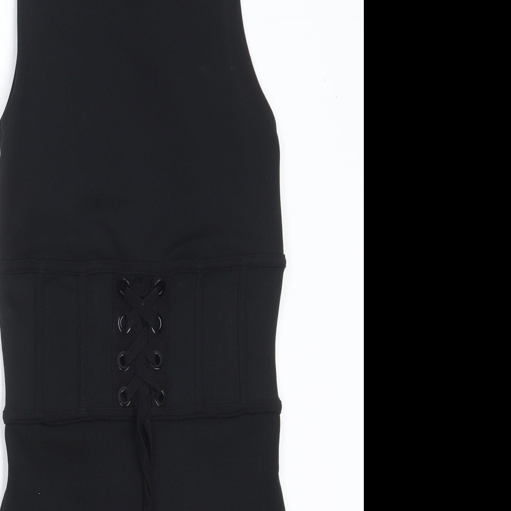 River Island Womens Black Polyester Shift Size 6 Round Neck Zip