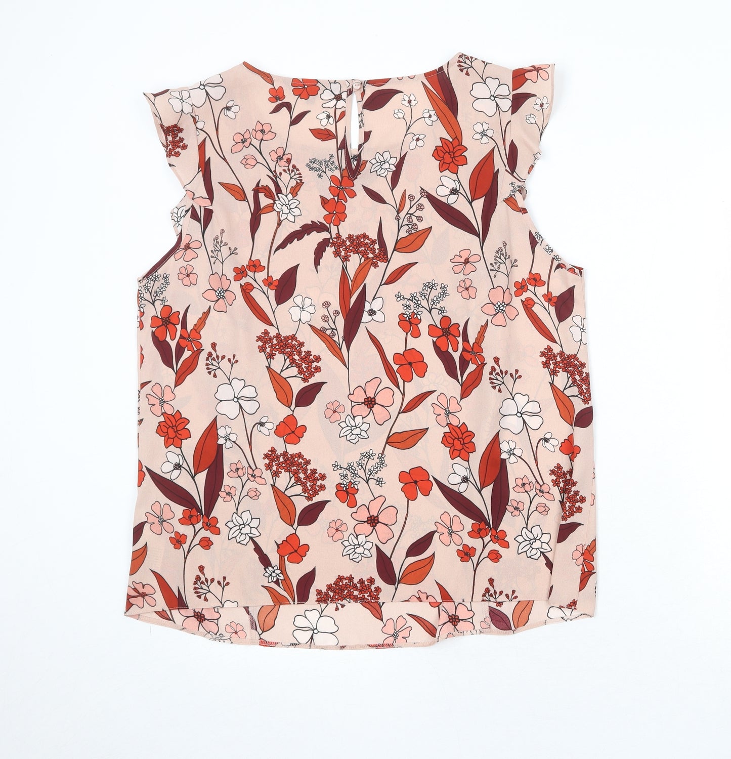 Debenhams Womens Pink Floral Polyester Basic Blouse Size 16 Boat Neck