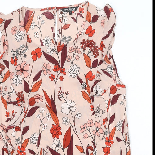 Debenhams Womens Pink Floral Polyester Basic Blouse Size 16 Boat Neck