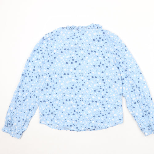 Hartwell Womens Blue Floral Viscose Basic Blouse Size 12 V-Neck