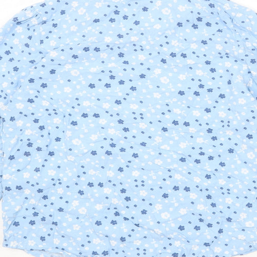 Hartwell Womens Blue Floral Viscose Basic Blouse Size 12 V-Neck