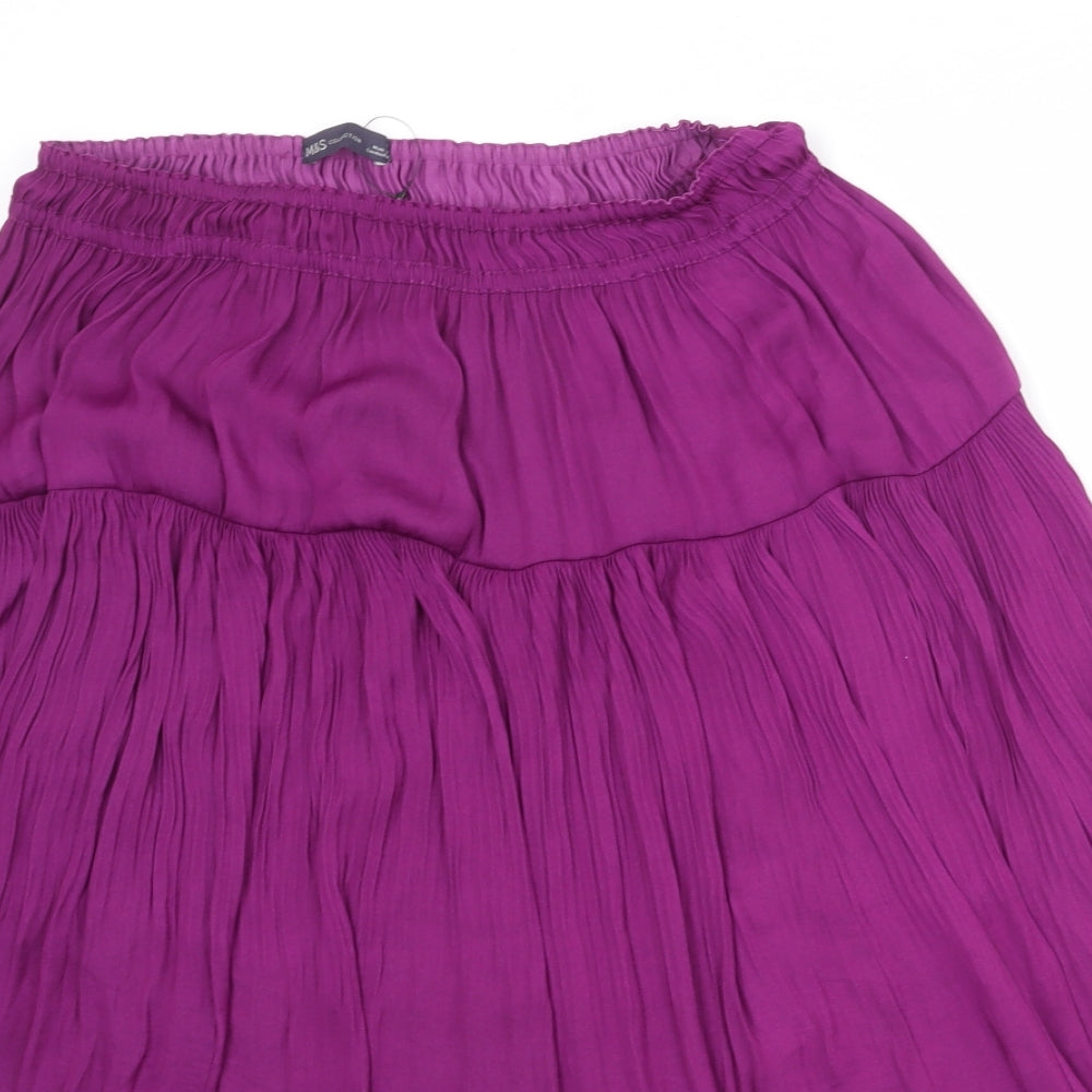 Marks and Spencer Womens Purple Polyester Swing Skirt Size 14