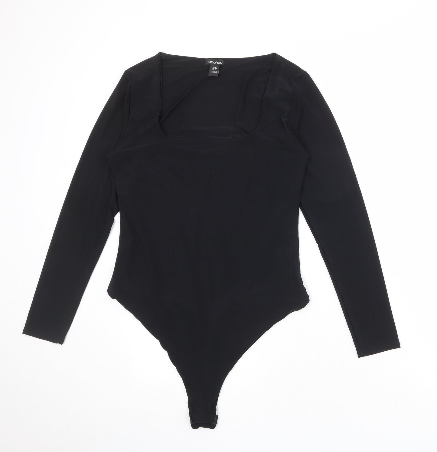 Boohoo Womens Black Polyester Bodysuit One-Piece Size 16 Snap