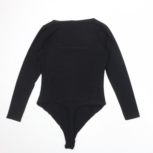Boohoo Womens Black Polyester Bodysuit One-Piece Size 16 Snap
