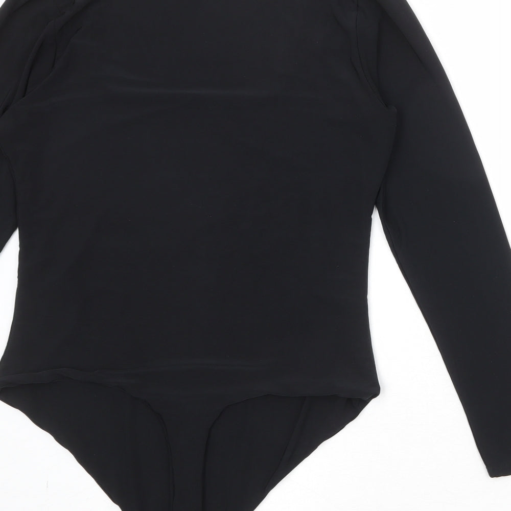 Boohoo Womens Black Polyester Bodysuit One-Piece Size 16 Snap