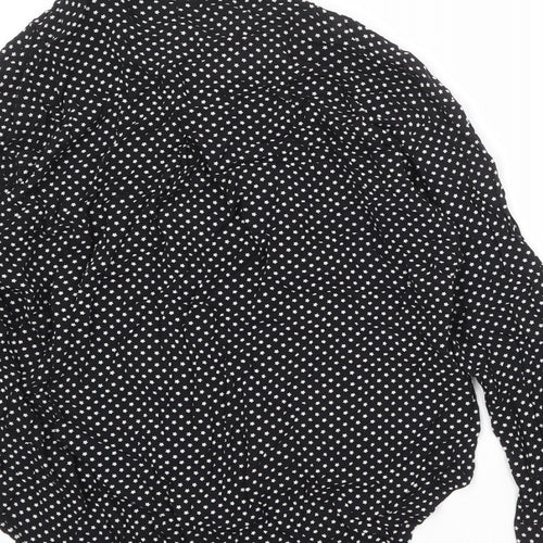 Mango Womens Black Geometric Polyester Basic Button-Up Size M Collared - Star Print