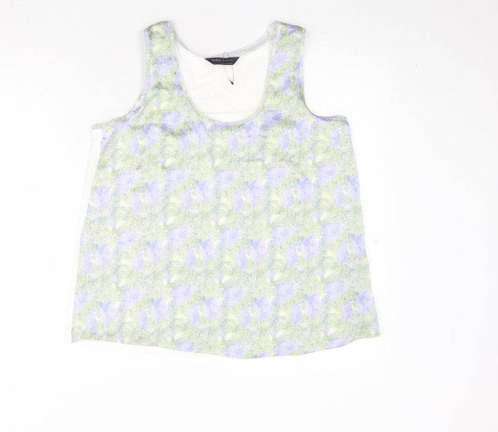 Marks and Spencer Womens Multicoloured Geometric Polyester Basic Tank Size 8 Scoop Neck