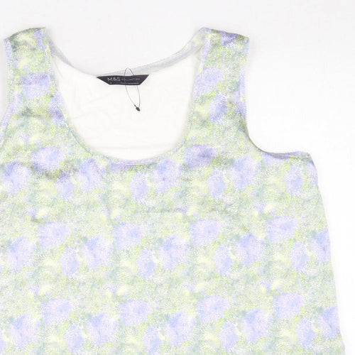 Marks and Spencer Womens Multicoloured Geometric Polyester Basic Tank Size 8 Scoop Neck