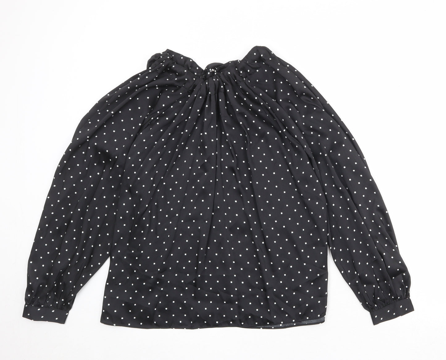 Marks and Spencer Womens Black Polka Dot Polyester Basic Blouse Size 12 Round Neck