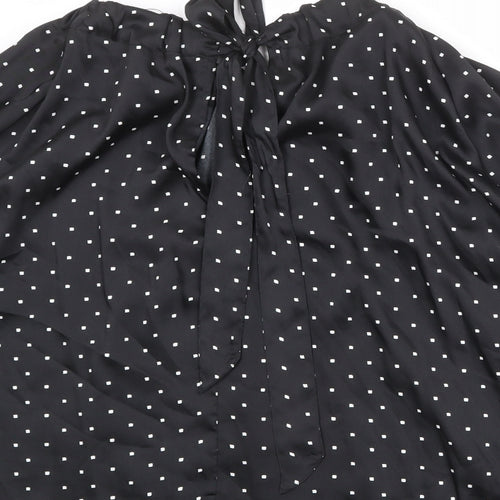Marks and Spencer Womens Black Polka Dot Polyester Basic Blouse Size 12 Round Neck