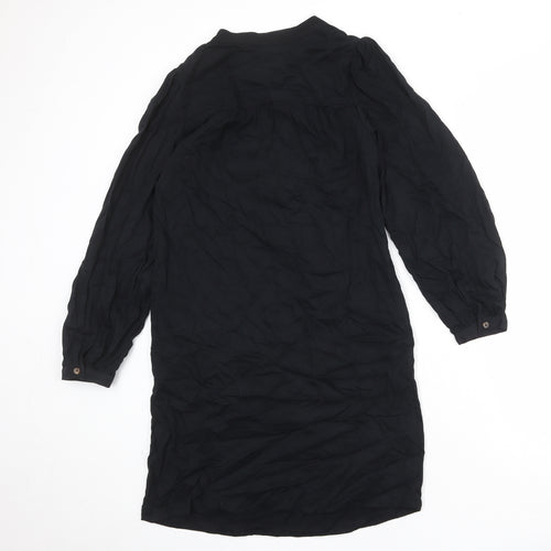 Marks and Spencer Womens Black Viscose A-Line Size 8 V-Neck Button