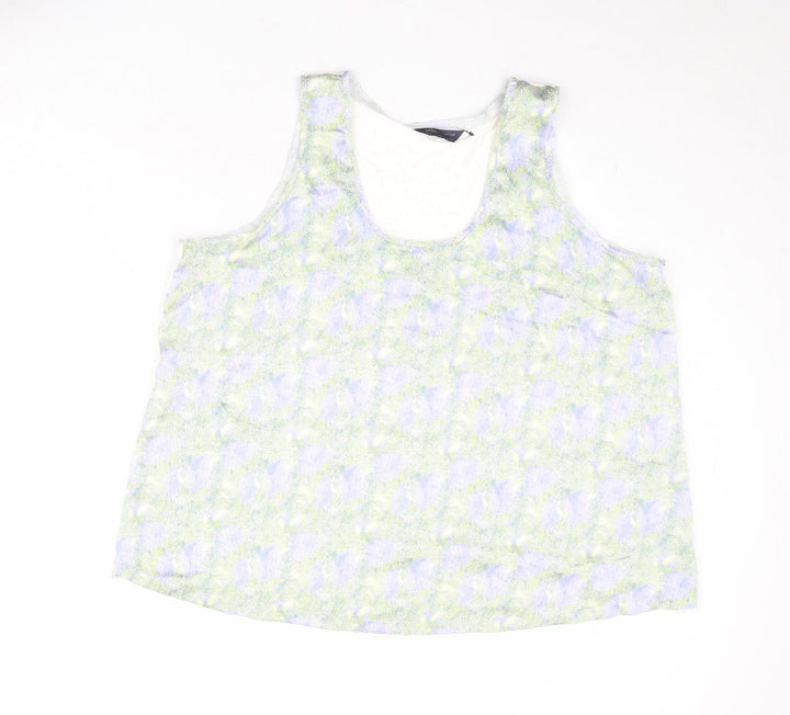 Marks and Spencer Womens Multicoloured Geometric Polyester Basic Tank Size 18 Scoop Neck
