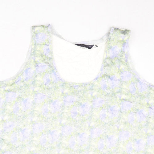 Marks and Spencer Womens Multicoloured Geometric Polyester Basic Tank Size 18 Scoop Neck
