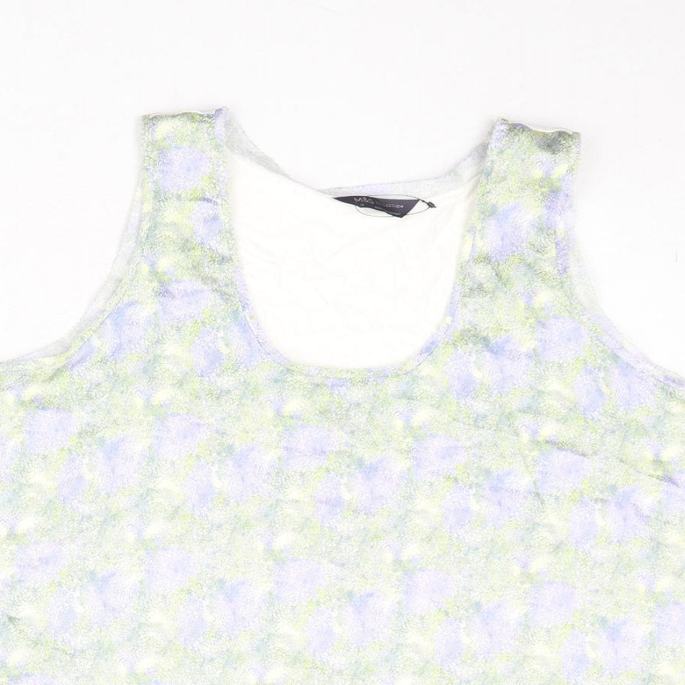 Marks and Spencer Womens Multicoloured Geometric Polyester Basic Tank Size 18 Scoop Neck