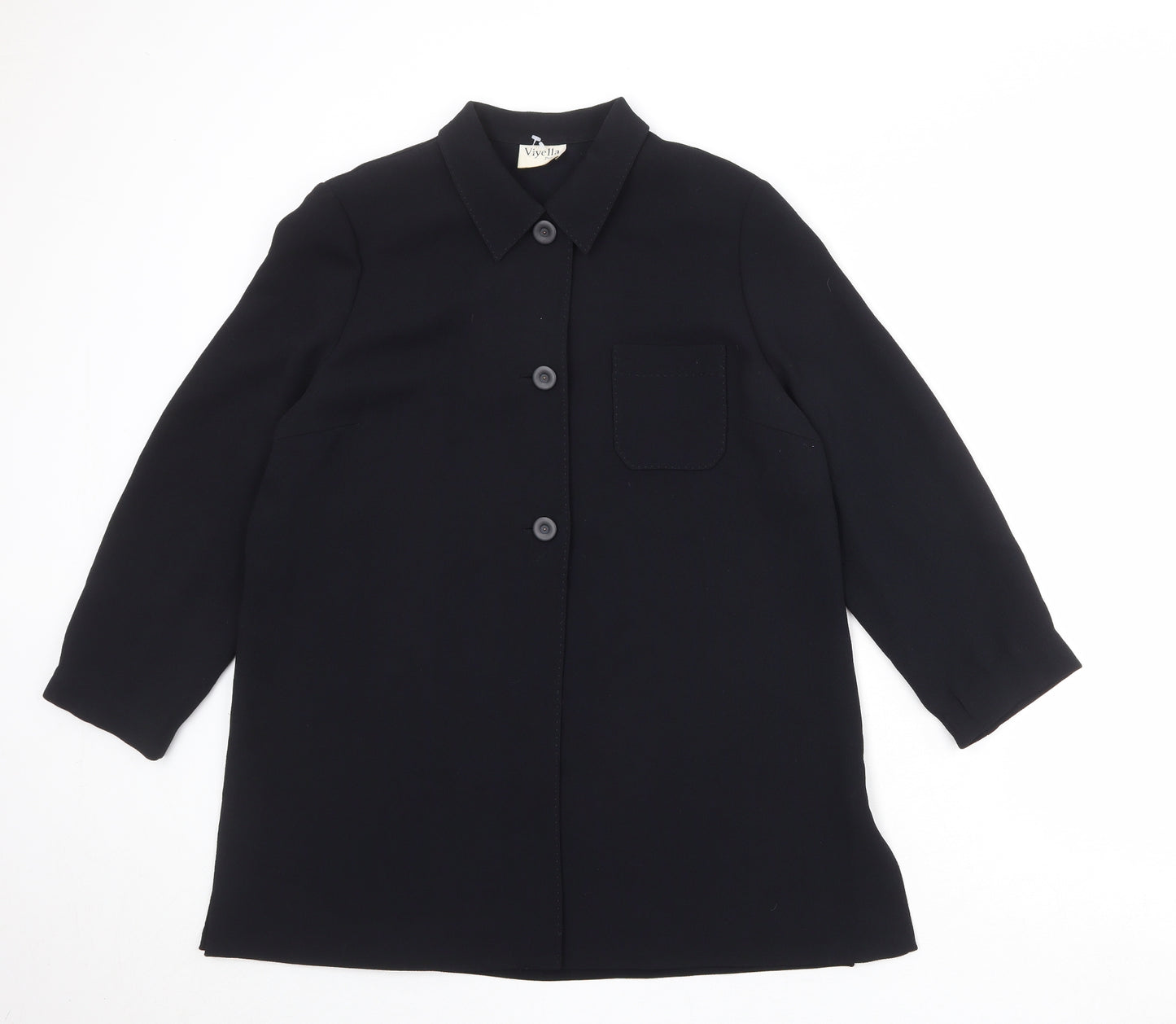 Viyella Womens Black Jacket Size 14 Button