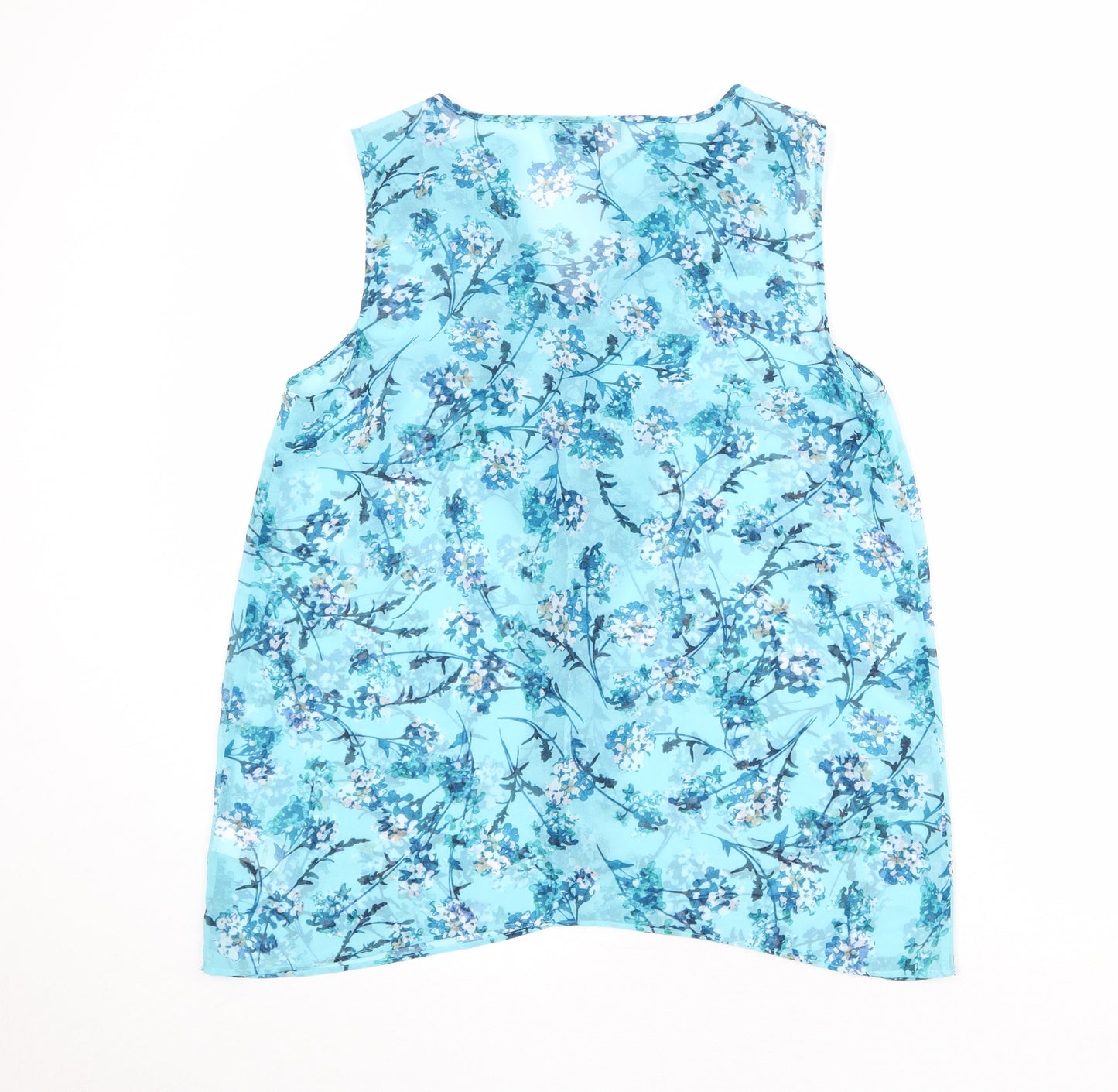 Per Una Womens Blue Floral Polyester Basic Blouse Size 14 V-Neck