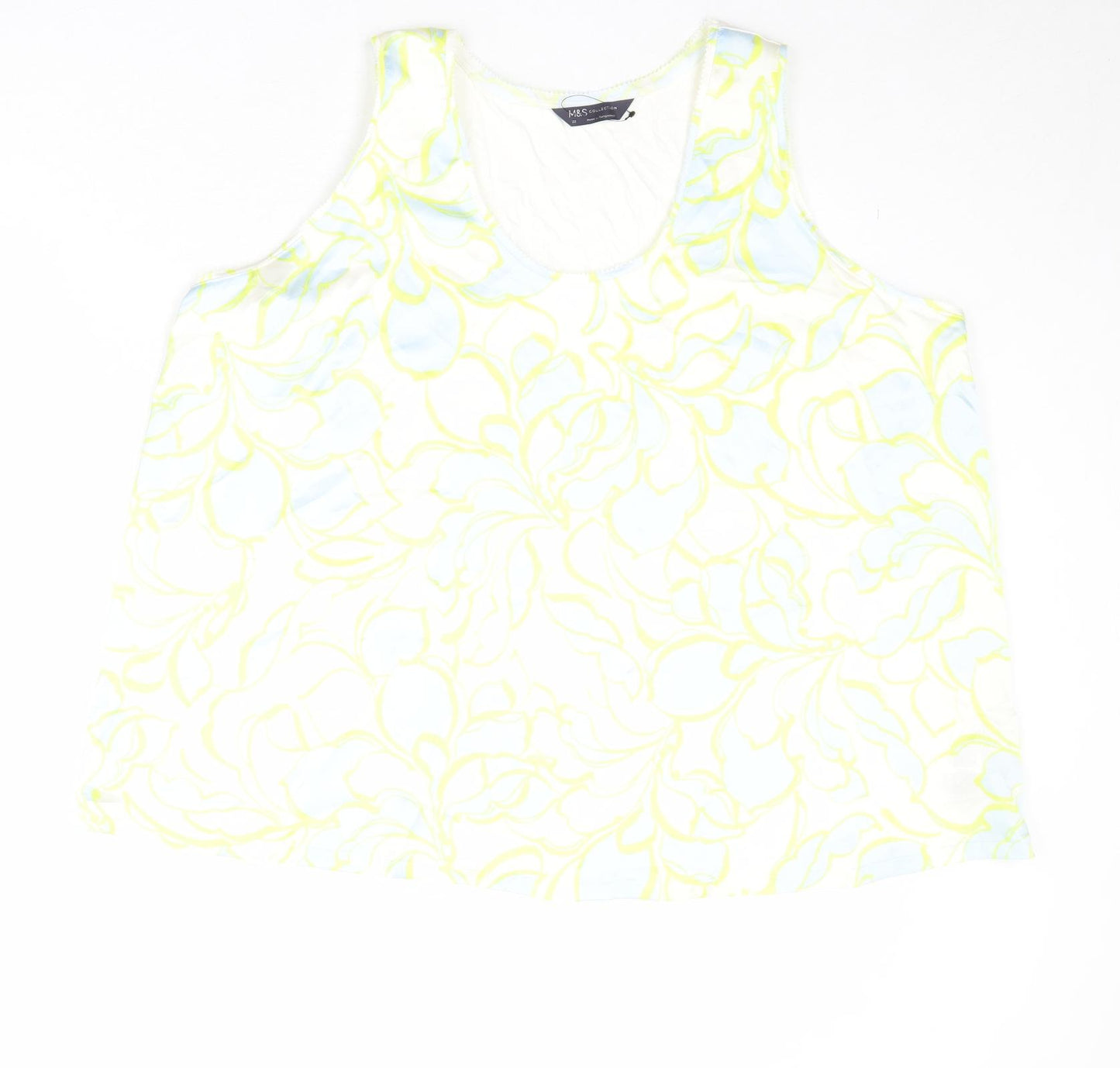 Marks and Spencer Womens Multicoloured Geometric Polyester Basic Tank Size 22 Scoop Neck