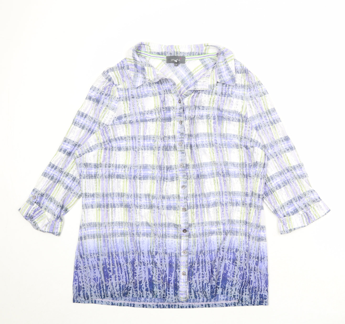 Per Una Womens Multicoloured Geometric Cotton Basic Button-Up Size 20 Collared
